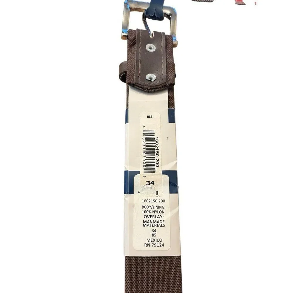 Faded Glory Mens Size 34 Work Belt Brown Nylon Faux Leather NWT